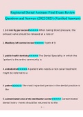 Dental Assistant Final Exam Review questions verified with 100% correct answers