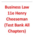 Business Law 11th Edition By Henry Cheeseman (Test bank All Chapters, 100% Original Verified, A+ Grade)