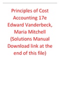 Principles of Cost Accounting 17th Edition By Edward Vanderbeck, Maria Mitchell (Solutions Manual)