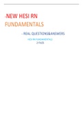 NEW HESI RN FUNDAMENTALS- REAL QUESTIONS & ANSWERS( HESI RN FUNDAMENTALS 2 FILES  )