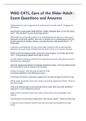 WGU C475, Care of the Older Adult - Exam Questions and Answers - Latest 2023/2024