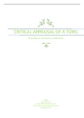 OWE 6: Criticial Appraisal of a topic