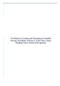 Test Bank For Leading and Managing in Canadian Nursing 7th Edition, Patricia S. Yoder-Wise, Janice Waddell, Nancy Walton 2023 updated.