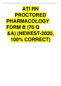 ATI RN PROCTORED PHARMACOLOGY FORM B (70 Q &A) (NEWEST-2020, 100% CORRECT)