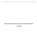 BUSINESS 101 Effects of high employee turnover in the hospitality industry London CASE STUDY. 100% Verified