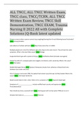 ALL TNCC, ALL TNCC Written Exam, TNCC class, TNCC/TCRN, ALL TNCC Written Exam Review, TNCC Skill Demonstration, TNCC EXAM, Trauma Nursing II 2022 All with Complete Solutions |Q-Bank latest updated