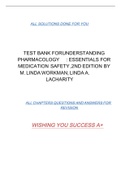 TEST BANK FORUNDERSTANDING PHARMACOLOGY : ESSENTIALS FOR MEDICATION SAFETY,2ND EDITION BY M. LINDA WORKMAN, LINDA A. LACHARITY