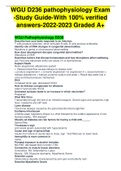 2023 WGU PATHOPHYSIOLOGY EXAM VERIFID QUESTIONS AND ANSWERS (GRADED A+ 100% CORRECT )