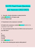 NATE Final Exam Questions Verified With 100% Correct Answers