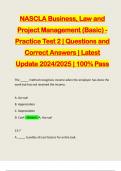 NASCLA Business, Law and Project Management (Basic) - Practice Test 2 | Questions and Correct Answers | Latest Update 2024/2025 | 100% Pass