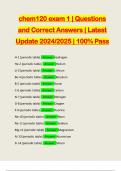 chem120 exam 1 | Questions and Correct Answers | Latest Update 2024/2025 | 100% Pass