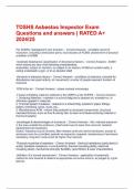 TDSHS Asbestos Inspector Exam Questions and answers | RATED A+ 2024/25