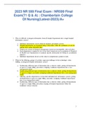  2023 NR 599 Final Exam / NR599 Final Exam(71 Q & A) : Chamberlain College Of Nursing(Latest-2023)/A+