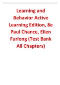 Learning and Behavior Active Learning Edition 8th Edition By Paul Chance, Ellen Furlong (Test Bank)