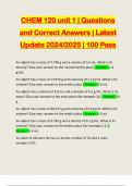 CHEM 120 unit 1 | Questions and Correct Answers | Latest Update 2024/2025 | 100 Pass