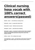 Clinical nursing hosa vocab with 100- correct answers(passed)