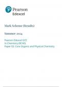 Pearson Edexcel GCE In Chemistry (8CH0) Paper 02 Core Organic and Physical Chemistry mark scheme  June 2024