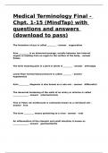 Medical Terminology Final - Chpt. 1-15 (MindTap) with questions and answers (download to pass)