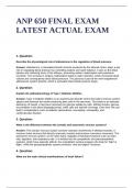 ANP 650 FINAL EXAM LATEST ACTUAL EXAM