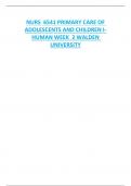 NURS  6541 PRIMARY CARE OF  ADOLESCENTS AND CHILDREN I HUMAN WEEK  2 WALDEN  UNIVERSITY