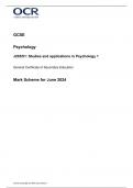 OCR GCSE Psychology J203/01 : Studies and applications in Psychology 1 Mark Scheme for June 2024