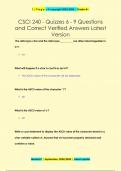 CSCI 240 - Quizzes 6 - 9 Questions  and Correct Verified Answers Latest Version