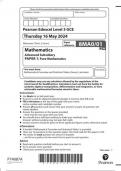 Pearson Edexcel Level 3 GCE 8MA0/01 Mathematics Advanced Subsidiary PAPER 1 Pure Mathematics June 2024