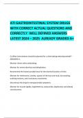 ATI GASTROINTESTINAL SYSTEM DRUGS  WITH CORRECT ACTUAL QUESTIONS AND CORRECTLY  WELL DEFINED ANSWERS LATEST 2024 – 2025  ALREADY GRADED A+   