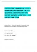 ATI GI SYSTEM PHARM MADE EASY 4.0 PHARM FINAL WITH CORRECT ACTUAL QUESTIONS AND CORRECTLY  WELL DEFINED ANSWERS LATEST 2024 – 2025  ALREADY GRADED A+     