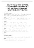 IMPACT TEXAS TEEN DRIVERS ANSWERS LESSON 1-LESSON 7 ACTUAL EXAM EXTRACTED QUESTIONS AND ANSWERS