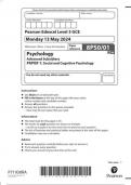 Pearson Edexcel Level 3 GCE 8PS0/01 Psychology Advanced Subsidiary PAPER 1 Social and Cognitive Psychology June 2024