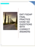 EMT FISDAP FINAL PRACTICE EXAM 184 QUESTIONS WITH CORRECT ANSWERS GRADED A+