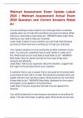 Walmart Assessment Exam Update Latest  2024 | Walmart Assessment Actual Exam  2024 Question and Correct Answers Rated  A+ 