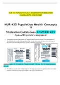 NUR 435 POPULATION HEALTH CONCEPTSIIIMEDICATION CALCULATIONS-ANSWER KEY