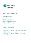 Pearson Edexcel In GCE History (8HI0/2H) Advanced Subsidiary Paper 2: Depth study Option 2H.1: The USA, c1920–55: boom, bust and recovery Option 2H.2: The USA, 1955–92: conformity and challenge MARK SCHEME JUNE 2024