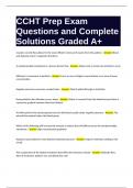 CCHT Prep Exam Questions and Complete Solutions Graded A+