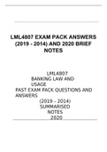 LML4807 EXAM PACK ANSWERS (2019 - 2014) AND 2020 BRIEF NOTES