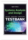 Test Bank for Systems Analysis and Design, by Dennis, Wixom, Roth  8th Edition|9781119803782| All Chapters 1-13| LATEST