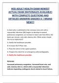 HESI ADULT HEALTH EXAM NEWEST  ACTUAL EXAM (RATIONALES AVAILABLE)  WITH COMPLETE QUESTIONS AND  DETAILED ANSWERS GRADED A | BRAND  NEW!!!