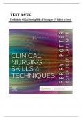 TEST BANK FOR Clinical Nursing Skills and Techniques 11th Edition by Anne G. Perry, Patricia A. Potter, Wendy R. Ostendorf & Nancy Laplante , ISBN: 9780443107184 Verified Chapters 1 - 43 |Complete Newest Version| Guide A+