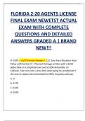 FLORIDA 2-20 AGENTS LICENSE  FINAL EXAM NEWETST ACTUAL  EXAM WITH COMPLETE  QUESTIONS AND DETAILED  ANSWERS GRADED A | BRAND  NEW!!!