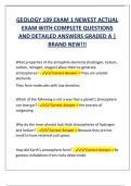 GEOLOGY 109 EXAM 1 NEWEST ACTUAL  EXAM WITH COMPLETE QUESTIONS  AND DETAILED ANSWERS GRADED A |  BRAND NEW!!! 