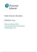 Pearson Edexcel GCSE In Combined Science Chemistry (1SC0) Paper 1CH mark scheme june 2024 1sco/1ch