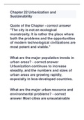 Chapter 22 Urbanization and Sustainability with 100% correct answers