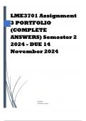 LME3701 Assignment 3 PORTFOLIO Semester 2 Due 14 November 2024