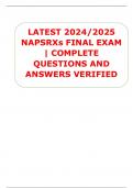 LATEST 2024/2025 NAPSRX FINAL EXAM | COMPLETE QUESTIONS AND ANSWERS VERIFIED