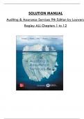 Solution Manual for Auditing & Assurance Services 9th Edition by Louwers, Bagley Consists of 12 Complete Chapters, ISBN: 978-1266285998