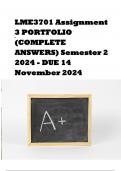 LME3701 Assignment 3 PORTFOLIO (COMPLETE ANSWERS) Semester 2 2024 - DUE 14 November 2024