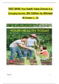 TEST BANK For Your Health Today Choices in a Changing Society, 8th Edition by Teague Michael, All 1-18  Chapters Covered ,Latest Edition ISBN:9781260260335