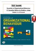 Test Bank For Essentials of Organizational Behaviour, 3rd Canadian Edition by Robbins, Judge & Breward, ISBN: 9780137845729, All 14 Chapters Covered, Verified Latest Edition